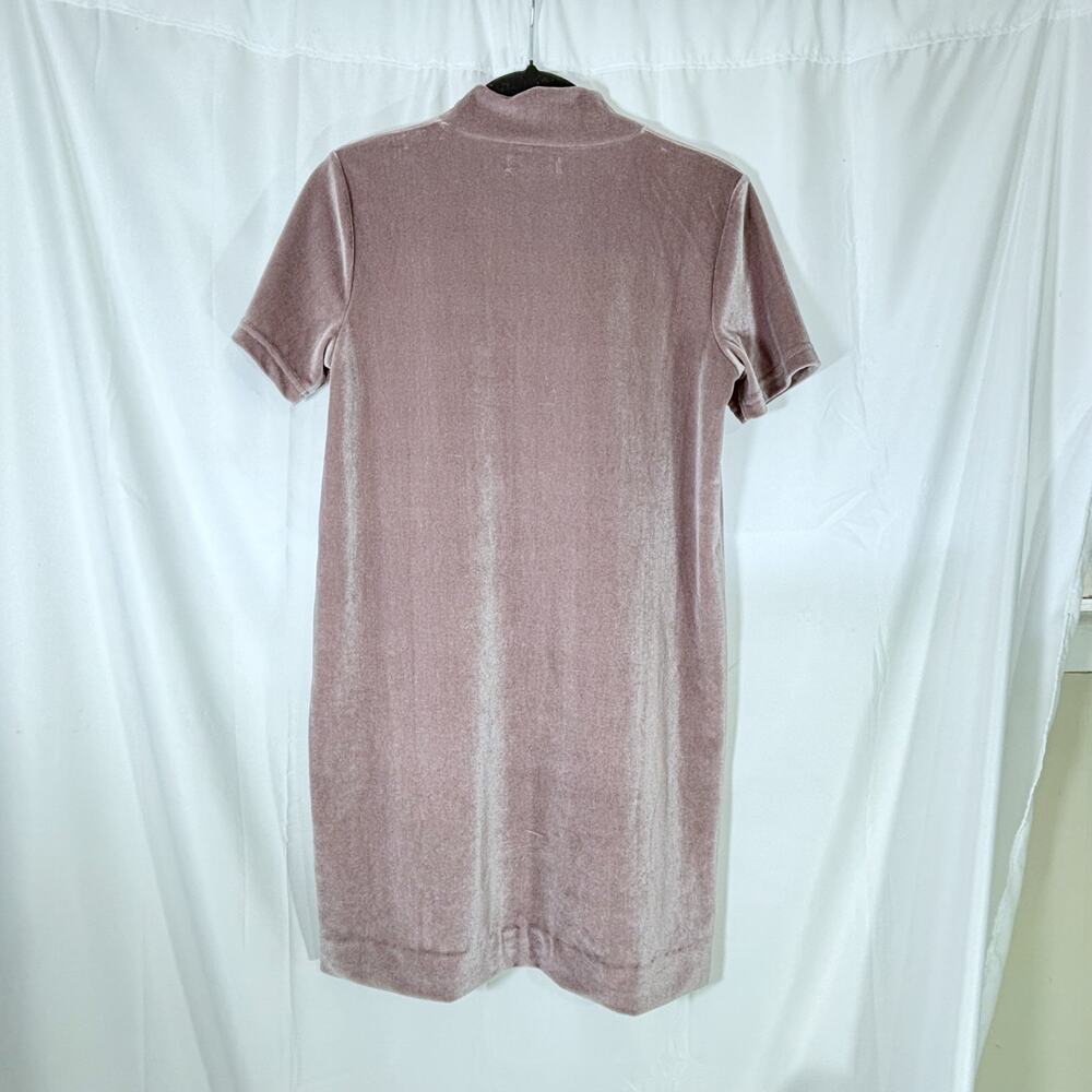 Madewell Women’s Velvet Mockneck Mini Shift Dress Frosty Mauve Small - Picture 3 of 5